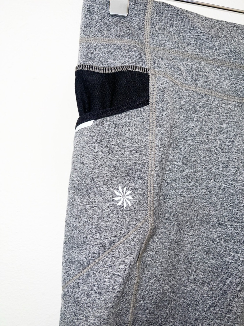 Athleta Heather gray black zipper and side phone pocket high rise biker shorts - Picture 3 of 11